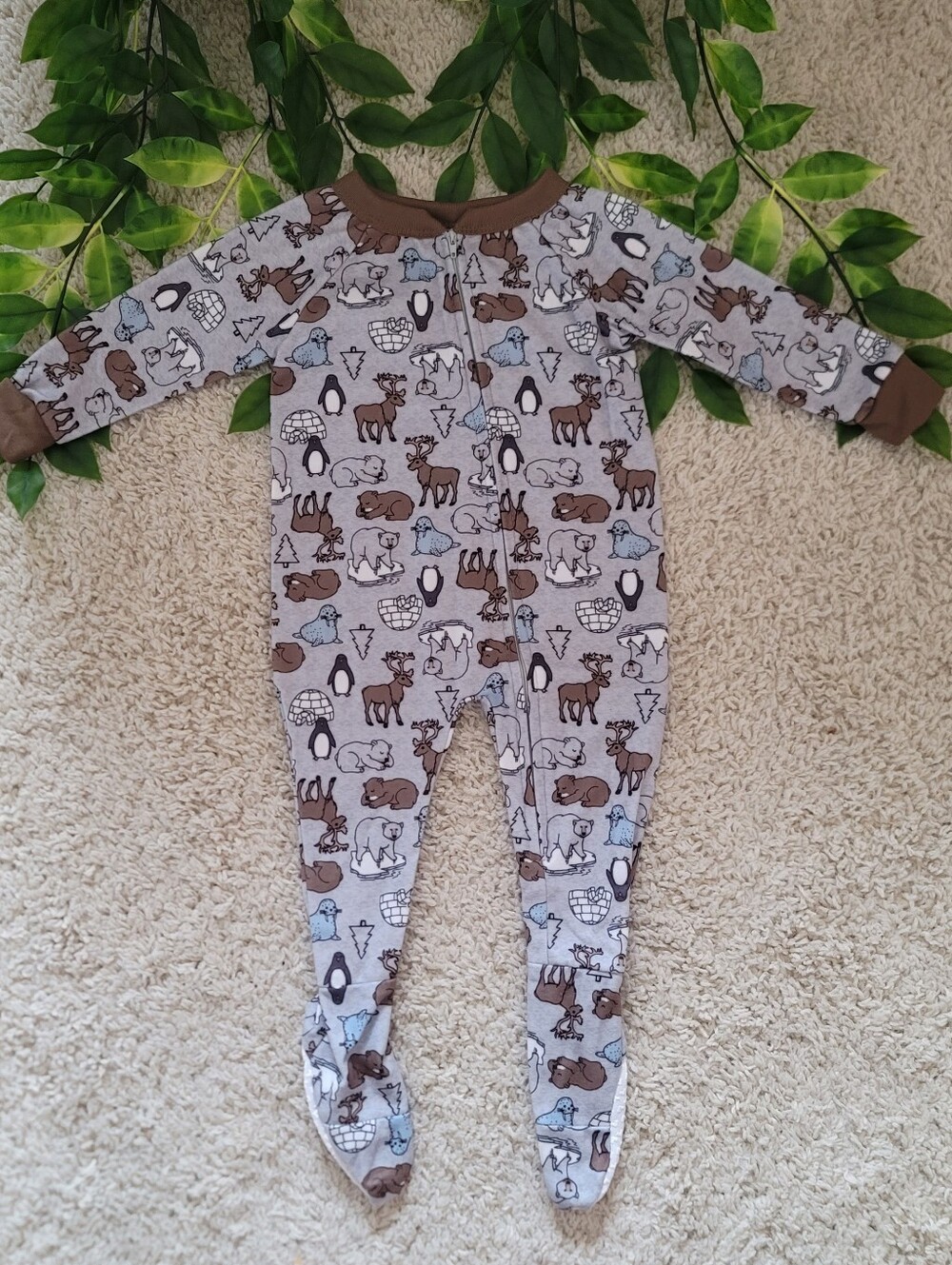 Baby Boy Arctic Animals Sleeper/Footie (9-12 Months)